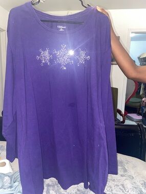 Catherines Purple Long Sleeve Snowflake Tee